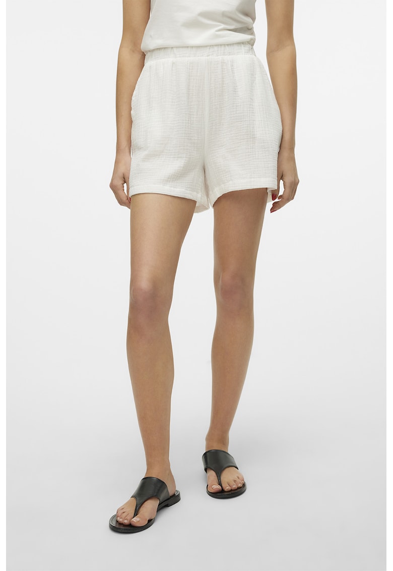 Pantaloni scurti din amestec de bumbac organic - Alb