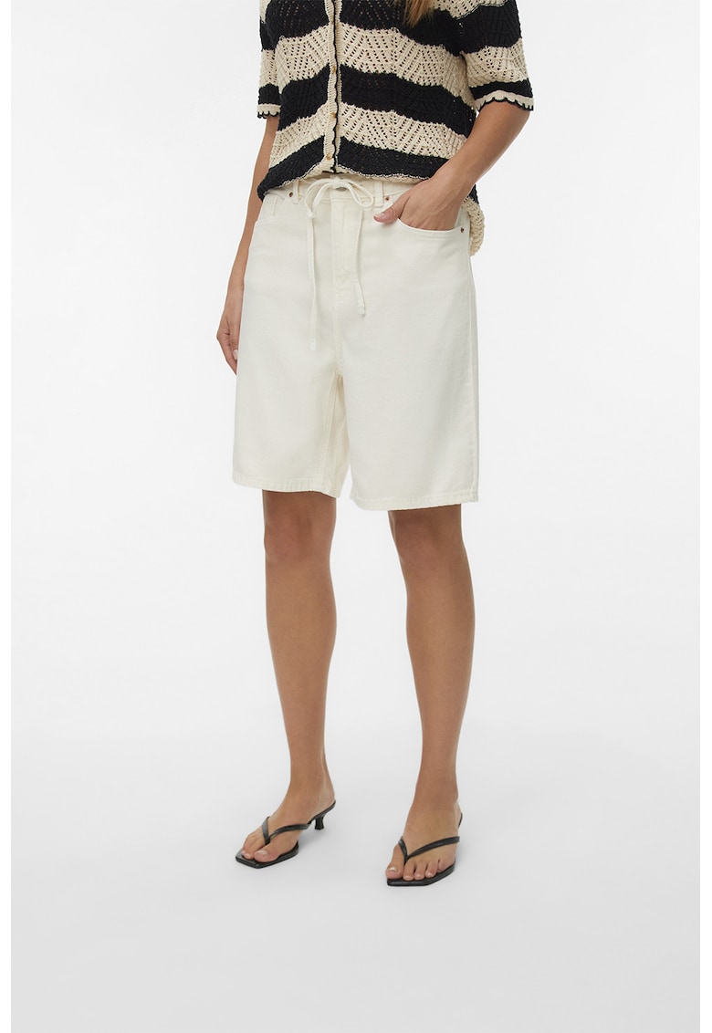 Bermude relaxed fit din denim - Alb