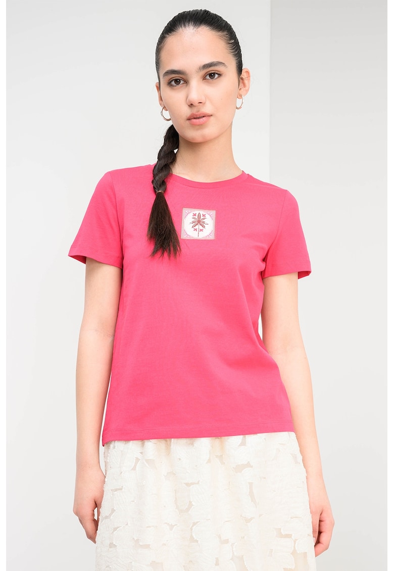 Jack & Jones - Tricou din bumbac organic cu imprimeu - Fucsia