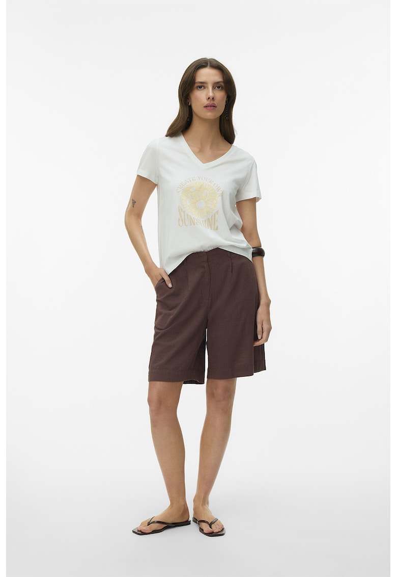 Tricou lejer cu decolteu in V - Alb