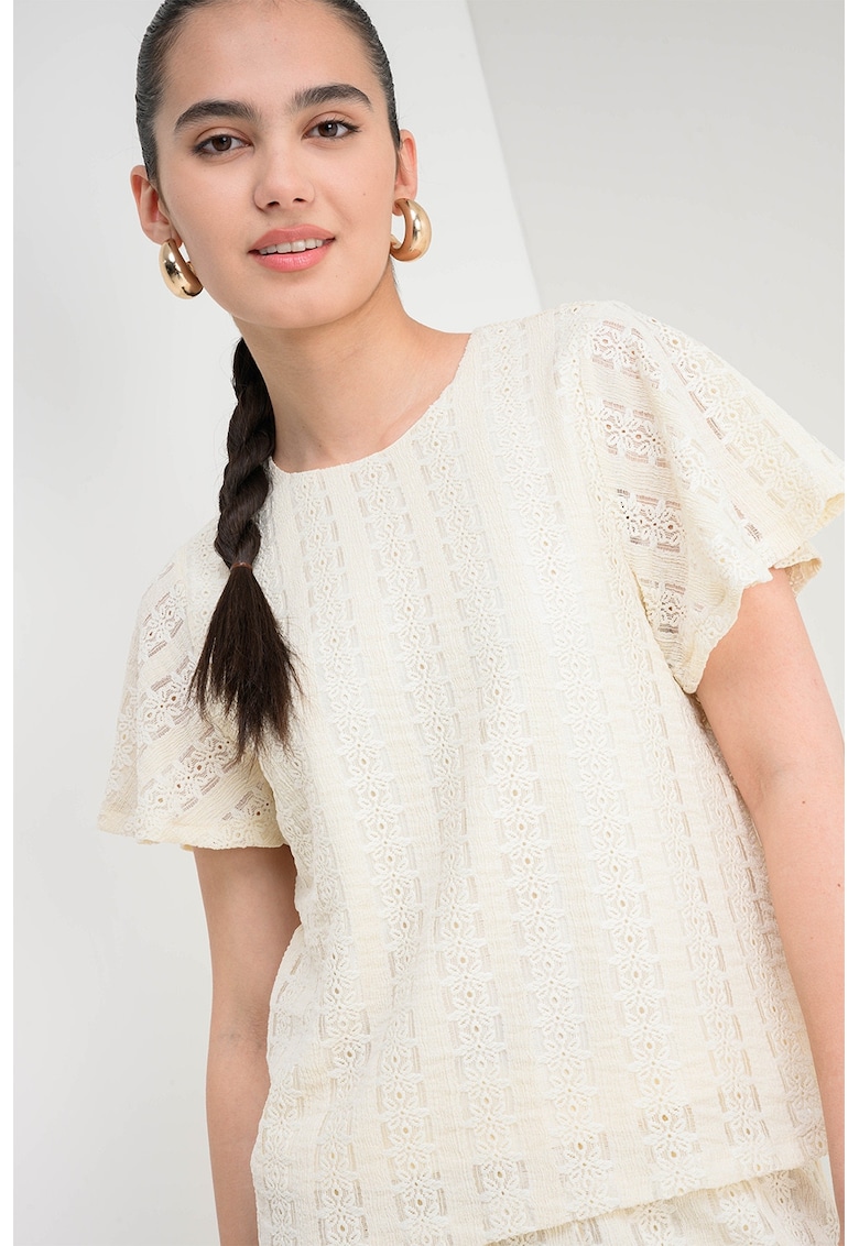 Bluza cu perforatii Cassandra - Crem
