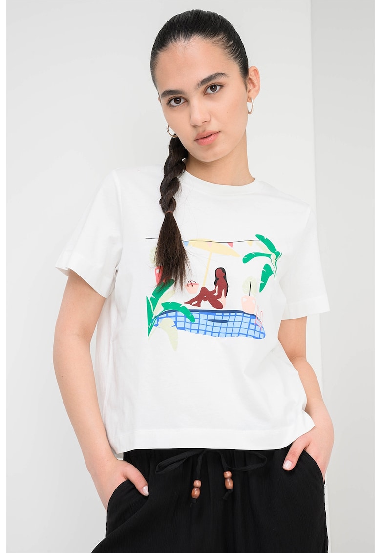 Tricou lejer din bumbac organic - Crem