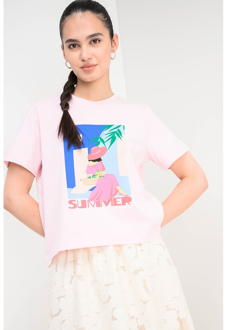 Tricou lejer din bumbac organic - Roz