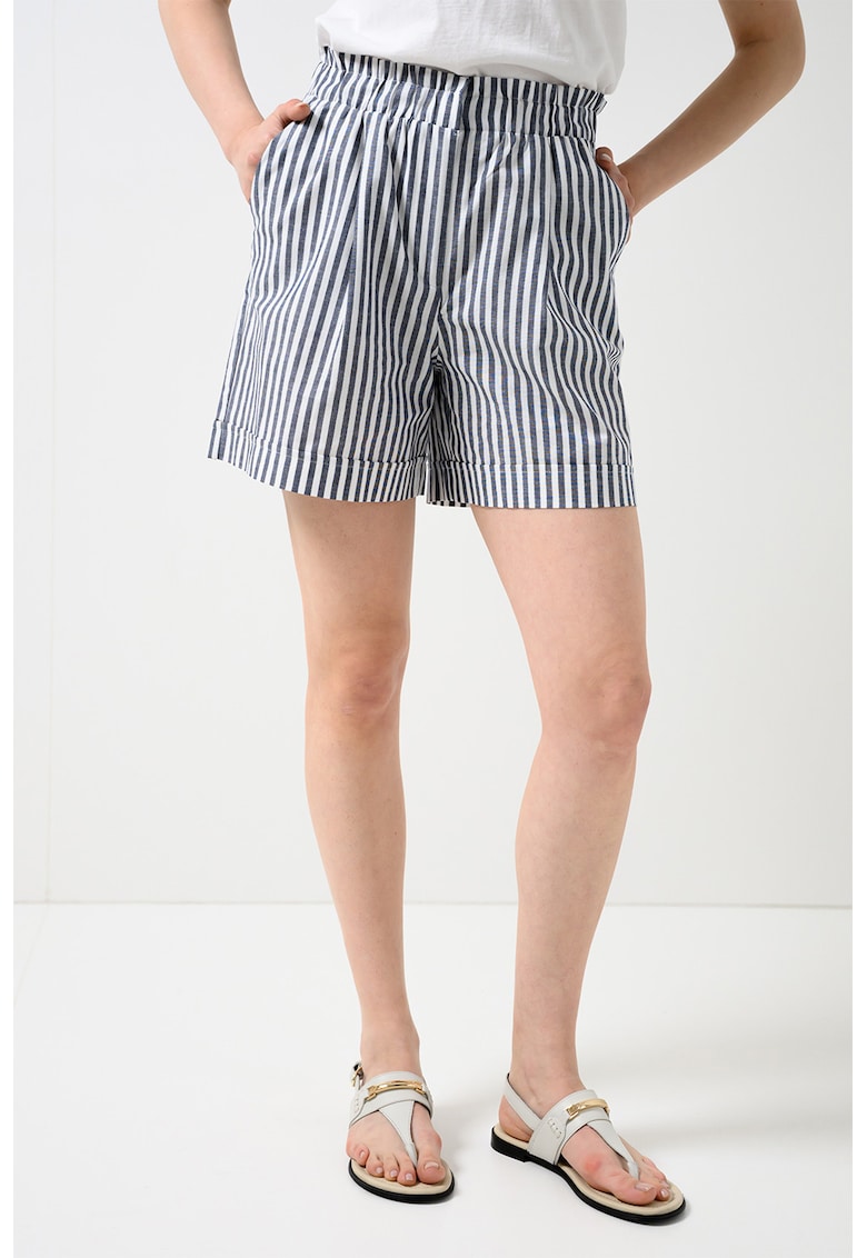 Pantaloni scurti din bumbac organic si in Selma - Alb/Bleumarin