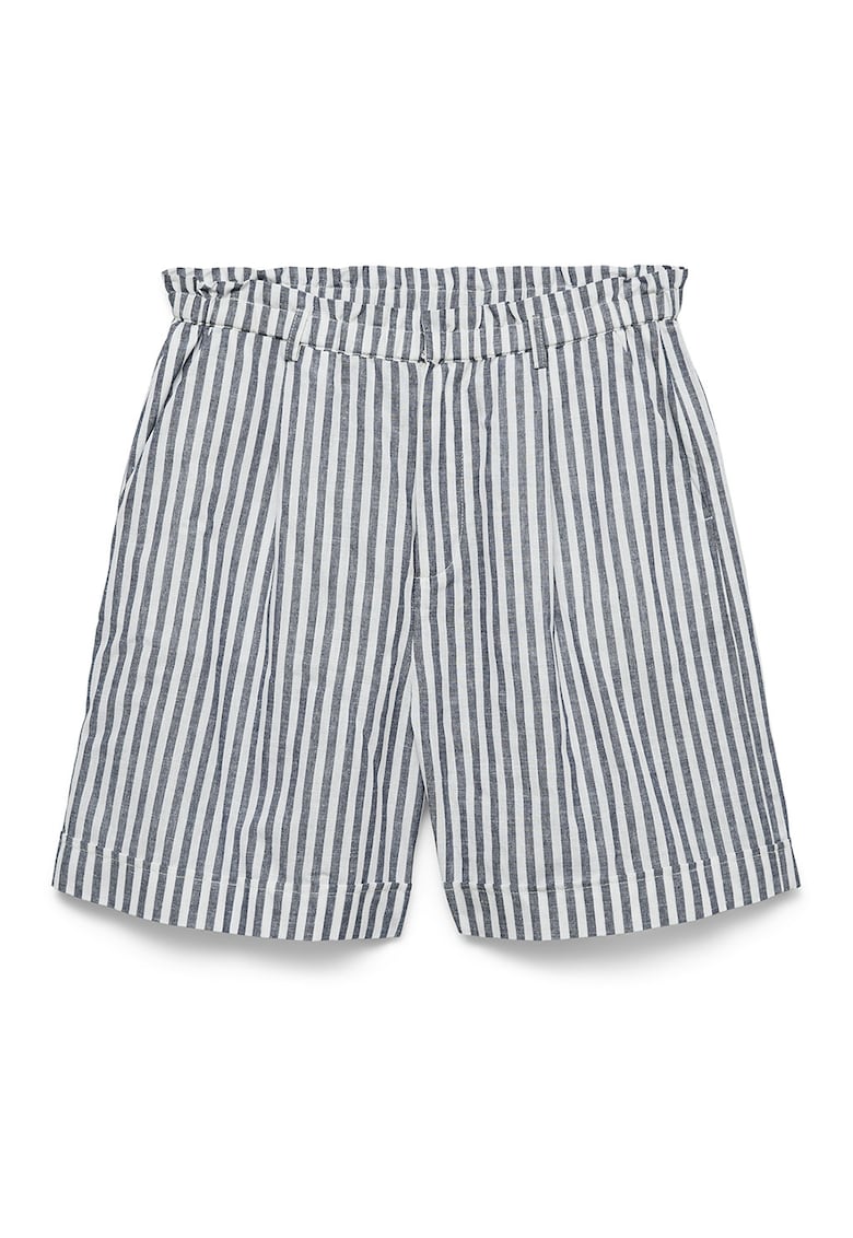 Pantaloni scurti din bumbac organic si in Selma - Alb/Bleumarin
