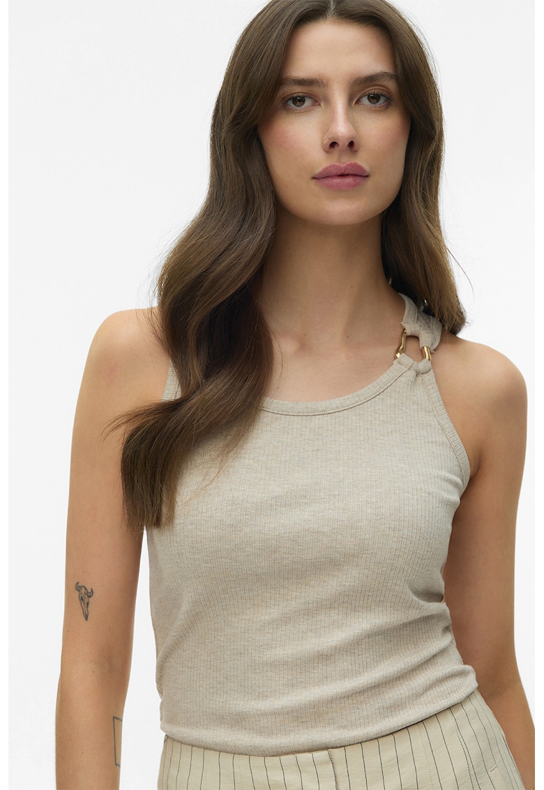 Top uni slim fit Kiki - Bej melange
