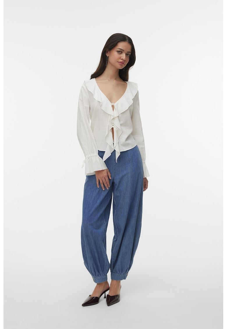 Bluza lejera din amestec de bumbac - Alb
