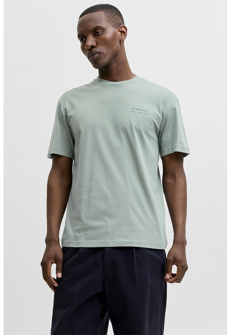 Tricou din bumbac cu imprimeu pe partea din spate - Verde pal