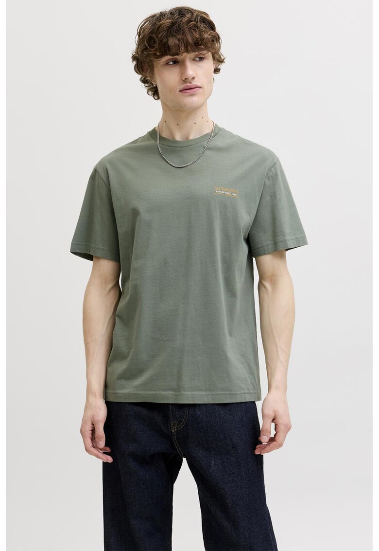 Tricou din bumbac cu imprimeu pe partea din spate - Verde sparanghel