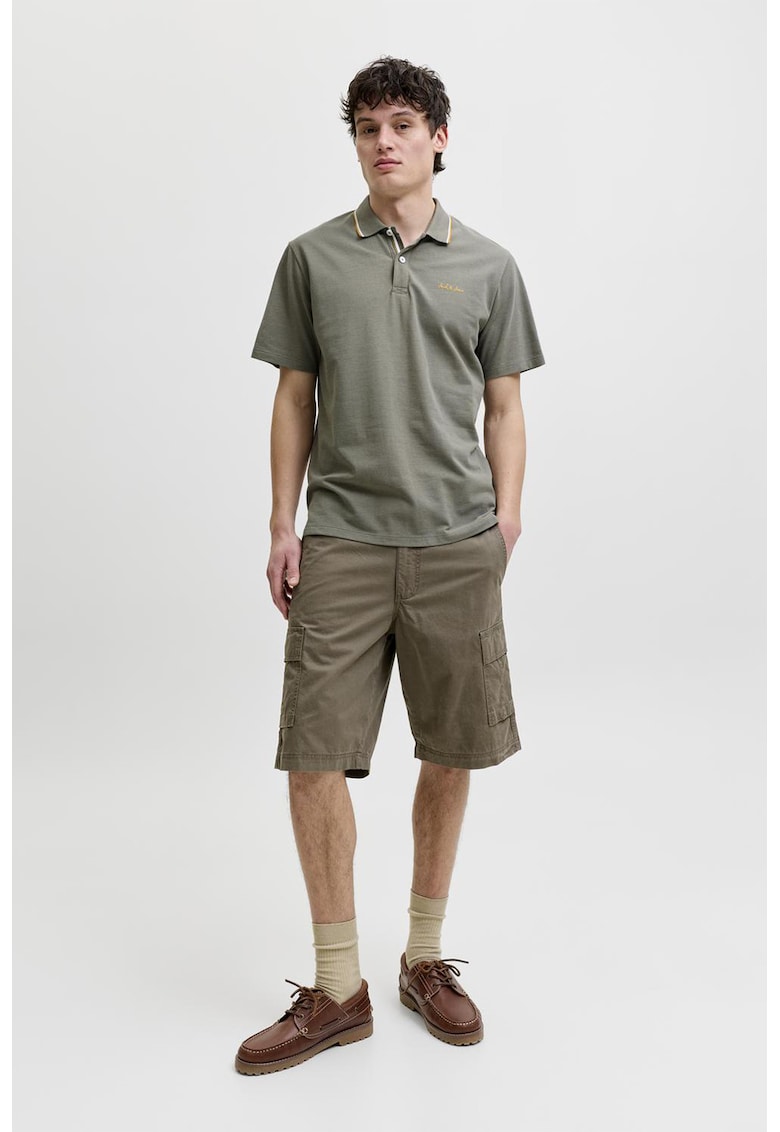 Tricou polo regular fit cu guler contrastant - Verde pal
