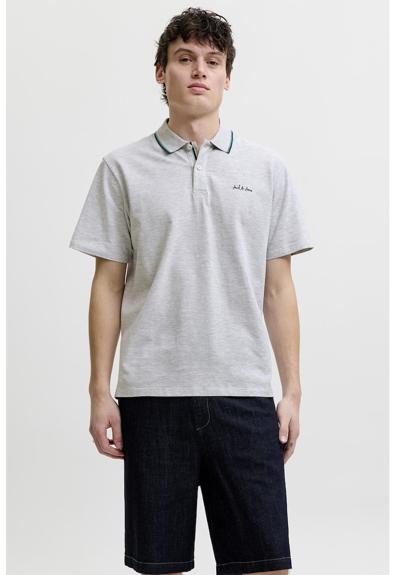 Tricou polo regular fit cu guler contrastant - Alb