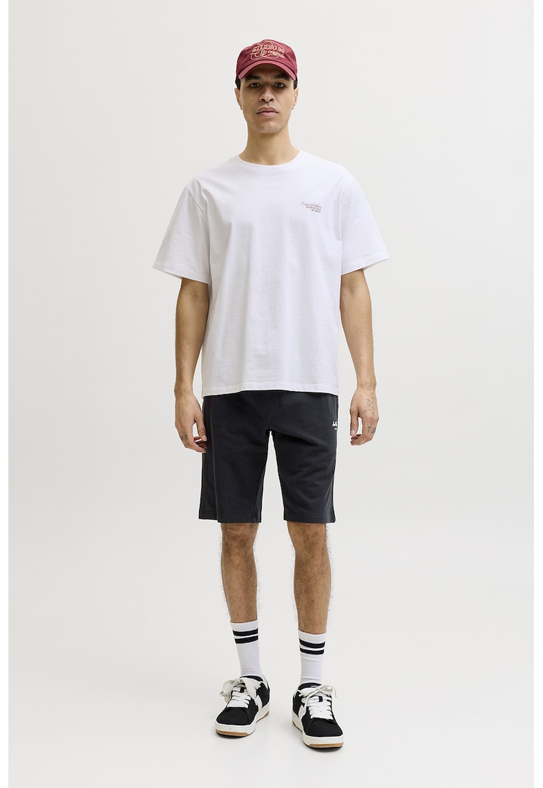 Pantaloni scurti de trening din amestec de bumbac organic cu buzunare - Negru
