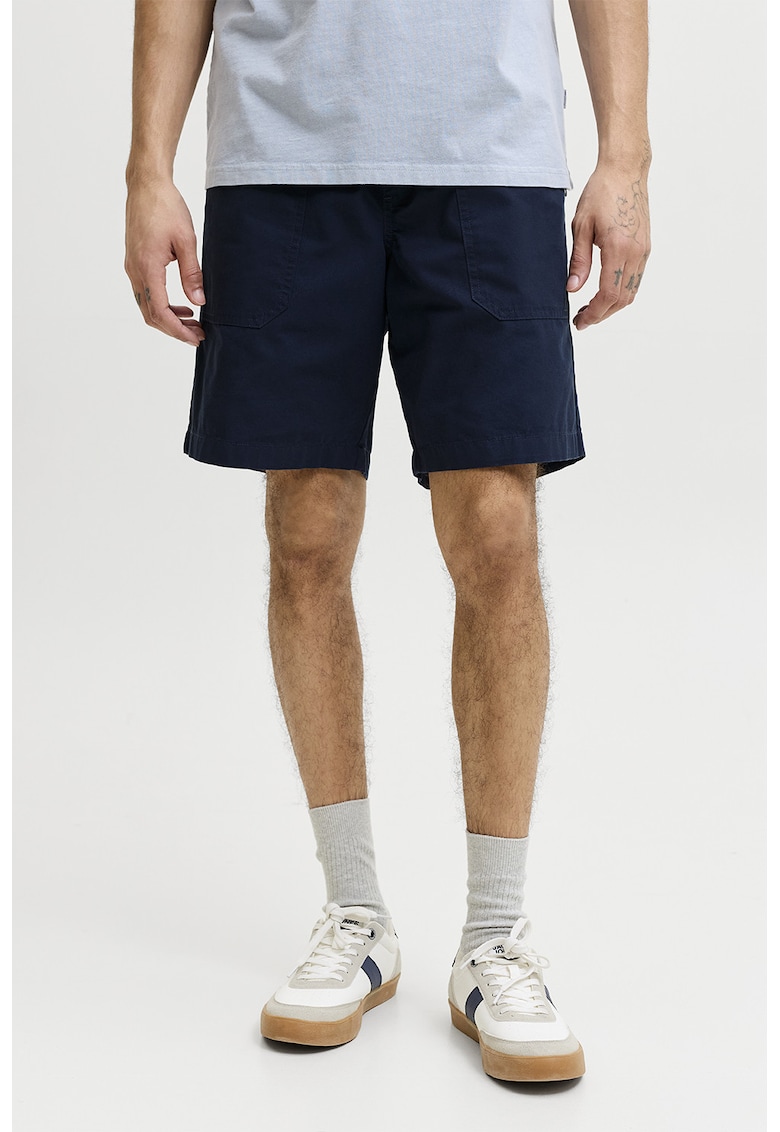 Pantaloni scurti de bumbac cu snur - Bleumarin