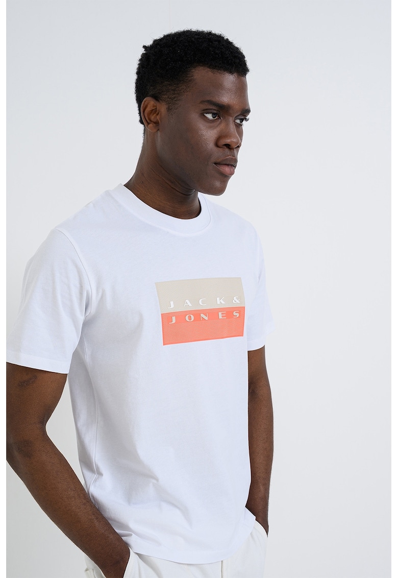 Tricou regular fit de bumbac cu imprimeu logo - Alb