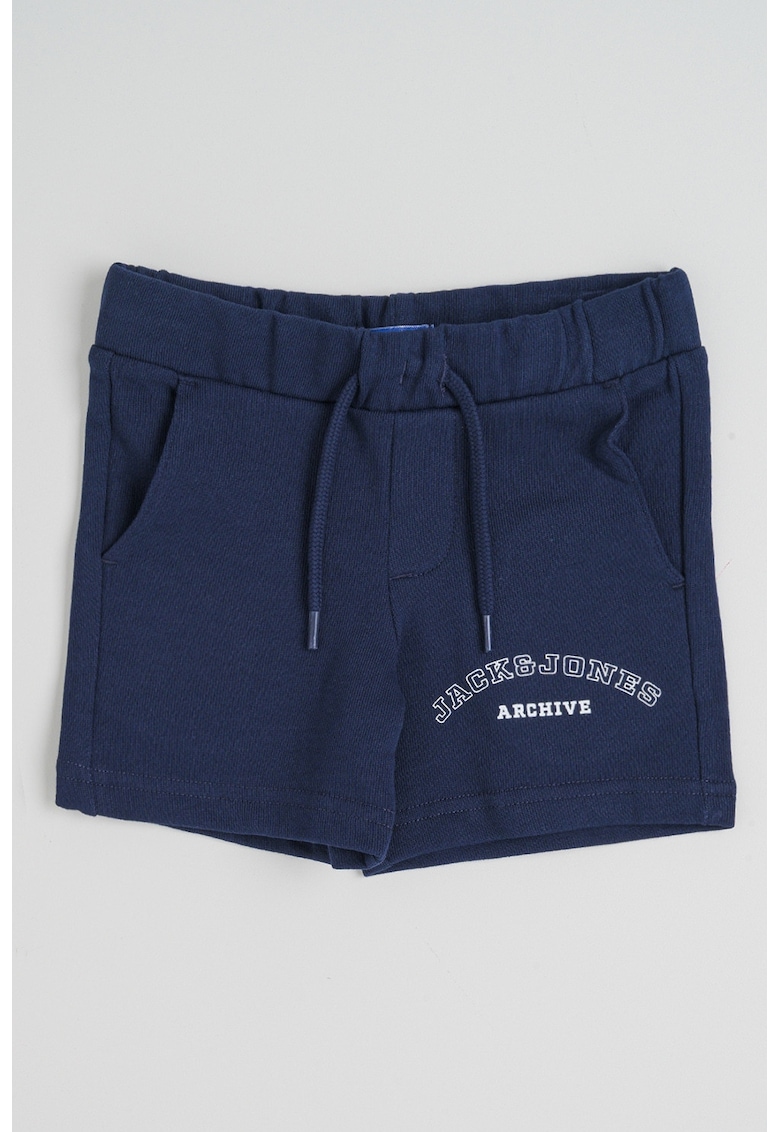 Pantaloni scurti cu imprimeu si talie ajustabila - Bleumarin