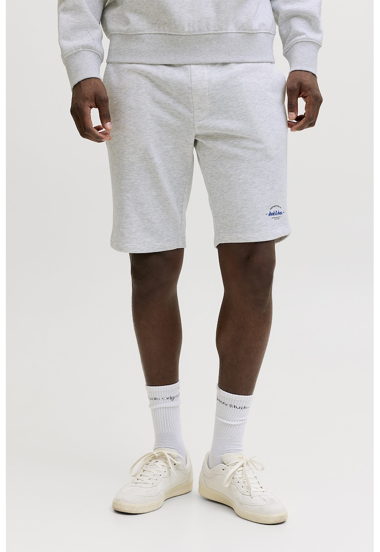 Pantaloni scurti din amestec de bumbac organic cu snururi - Alb