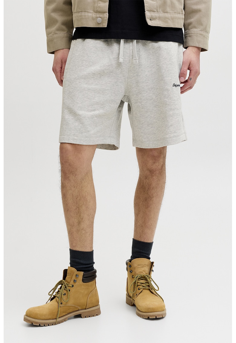 Pantaloni scurti de trening cu detaliu brodat - Alb