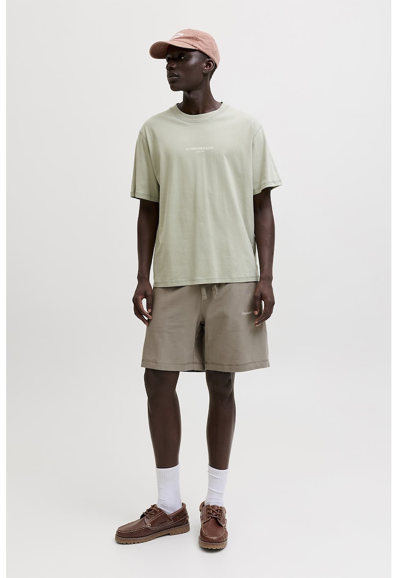 Pantaloni scurti de trening cu detaliu brodat - Bej deschis