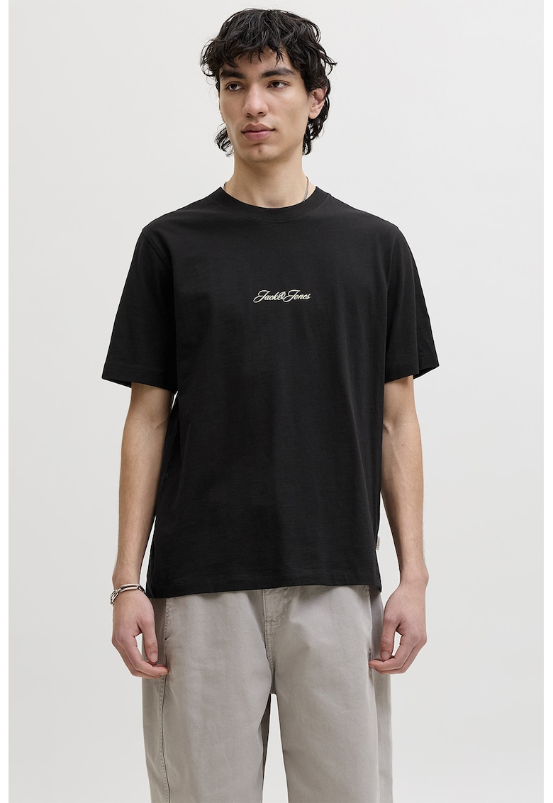 Tricou din bumbac organic cu imprimeu pe partea din spate - Negru