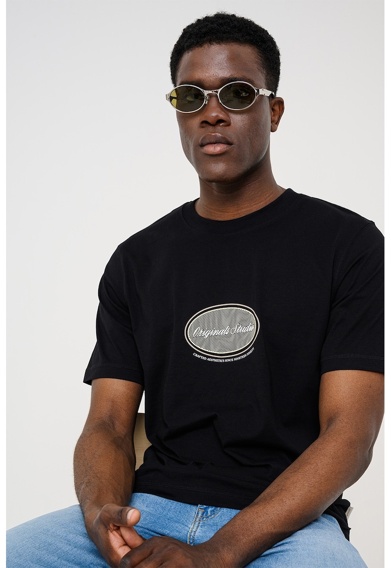 Tricou din bumbac organic cu imprimeu - Negru