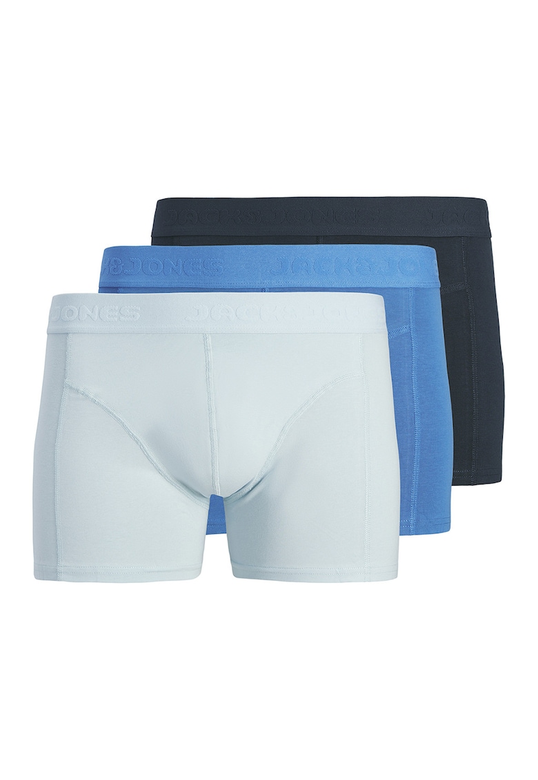 Set de boxeri din amestec de bumbac organic - 3 perechi - Albastru royal/Albastru deschis/Bleumarin