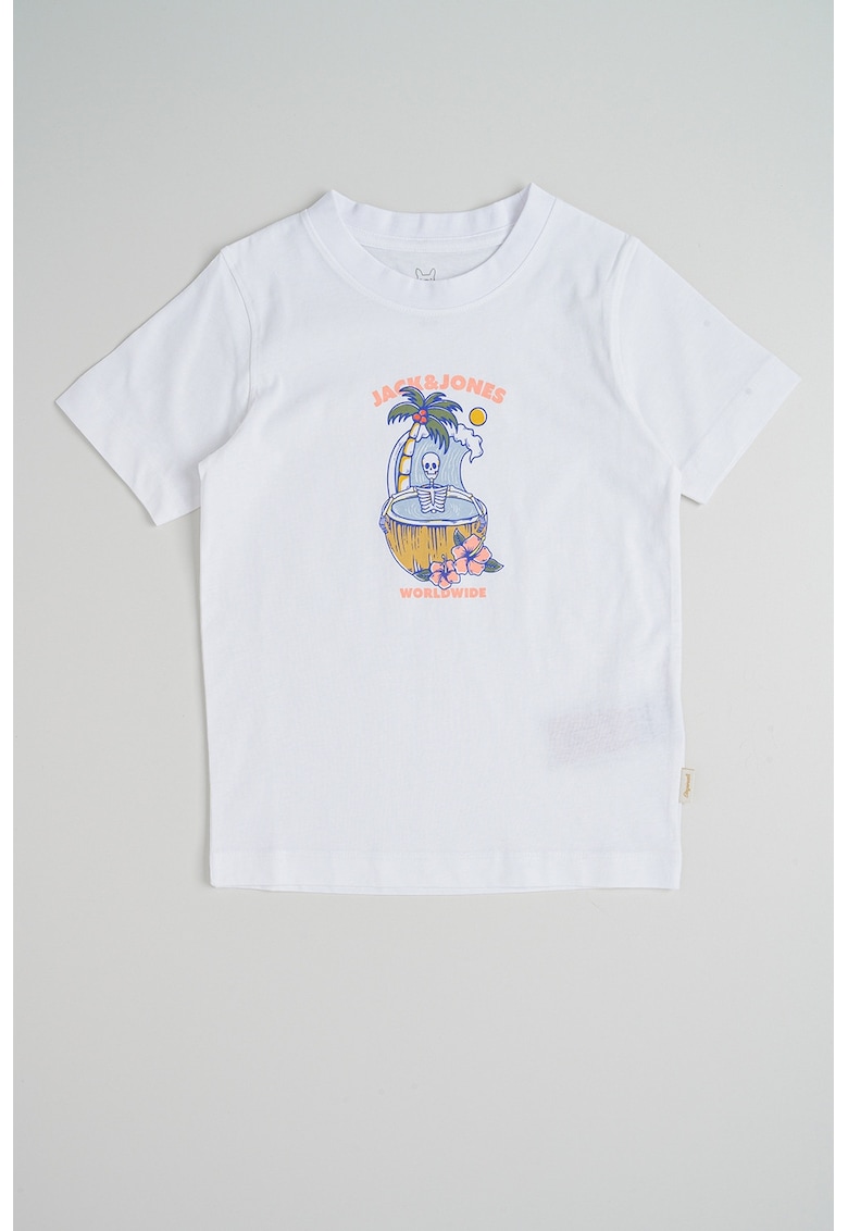 Tricou din bumbac organic cu imprimeu logo - Alb optic