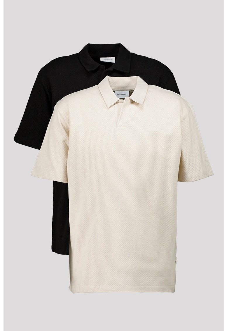 Set de tricouri polo din bumbac - 2 piese - Negru/Crem