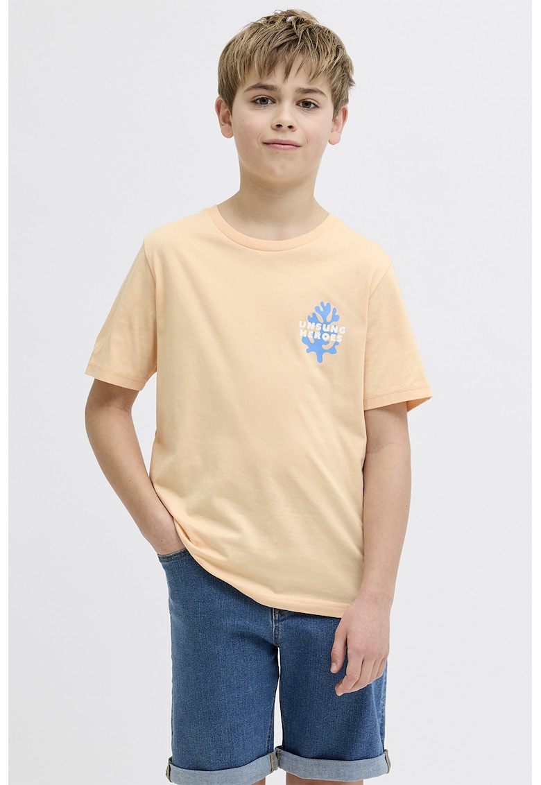 Tricou din bumbac cu imprimeu - Ocru