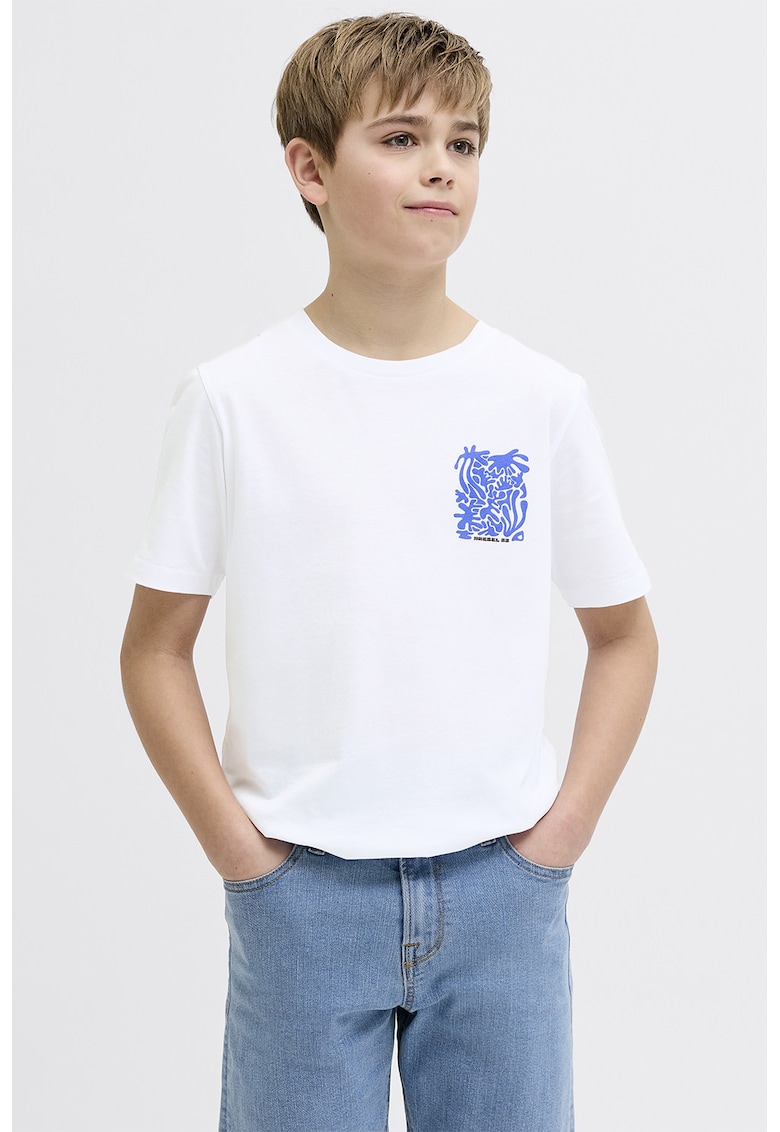 Tricou din bumbac cu imprimeu - Albastru royal/Alb optic