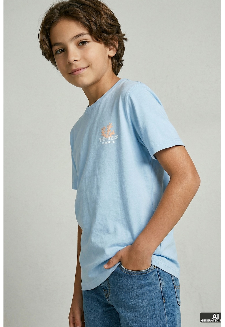 Tricou din bumbac cu imprimeu - Albastru deschis