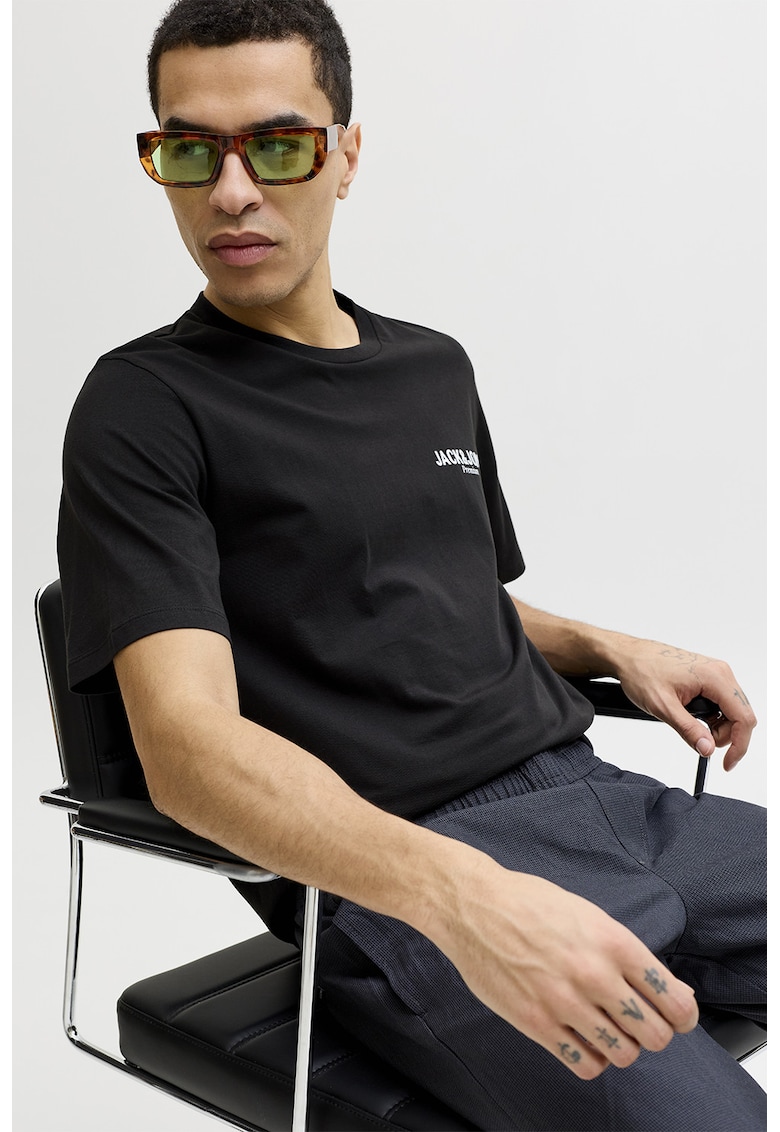Tricou din bumbac organic cu logo - Negru