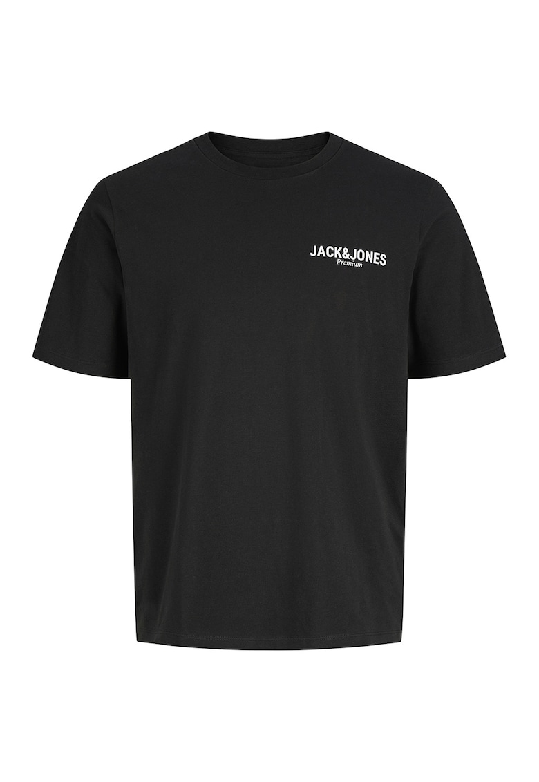 Tricou din bumbac organic cu imprimeu logo - Negru