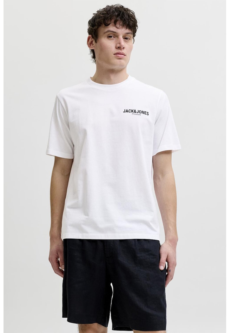 Tricou din bumbac organic cu logo - Alb murdar