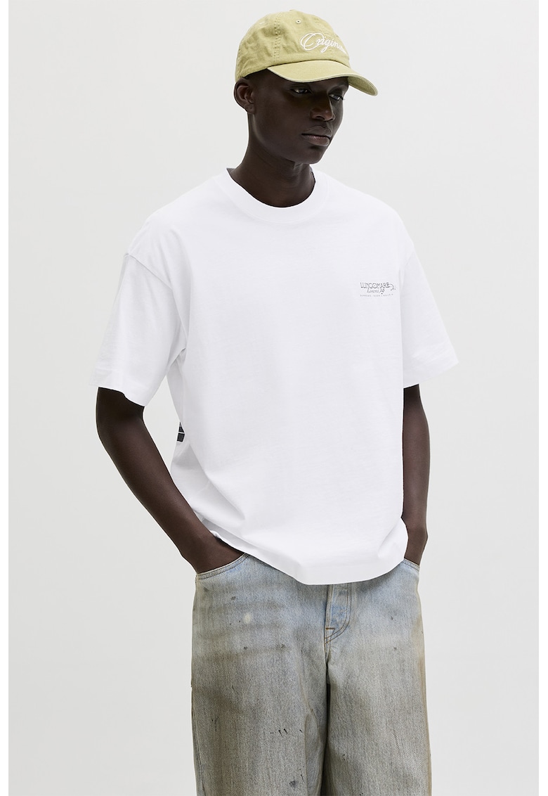 Tricou cu imprimeu grafic pe partea din spate - Gri deschis/Alb murdar