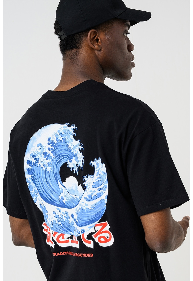 Tricou cu imprimeu grafic pe partea din spate - Negru