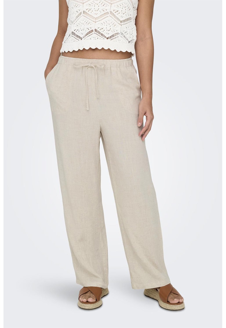Pantaloni relaxed fit din amestec de in - Bej deschis
