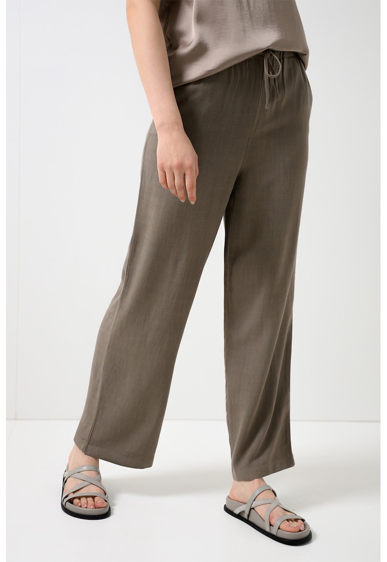 Pantaloni relaxed fit din amestec de in - Maro taupe