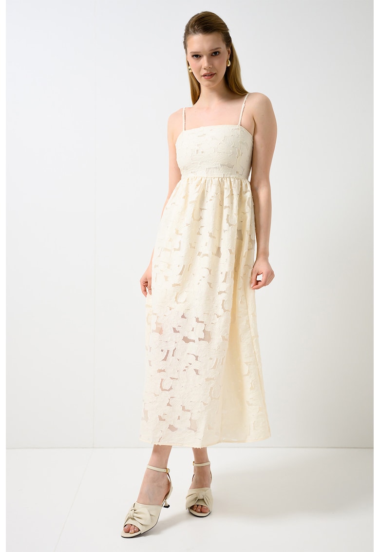 Jack & Jones - Rochie evazata cu broderii florale - Crem