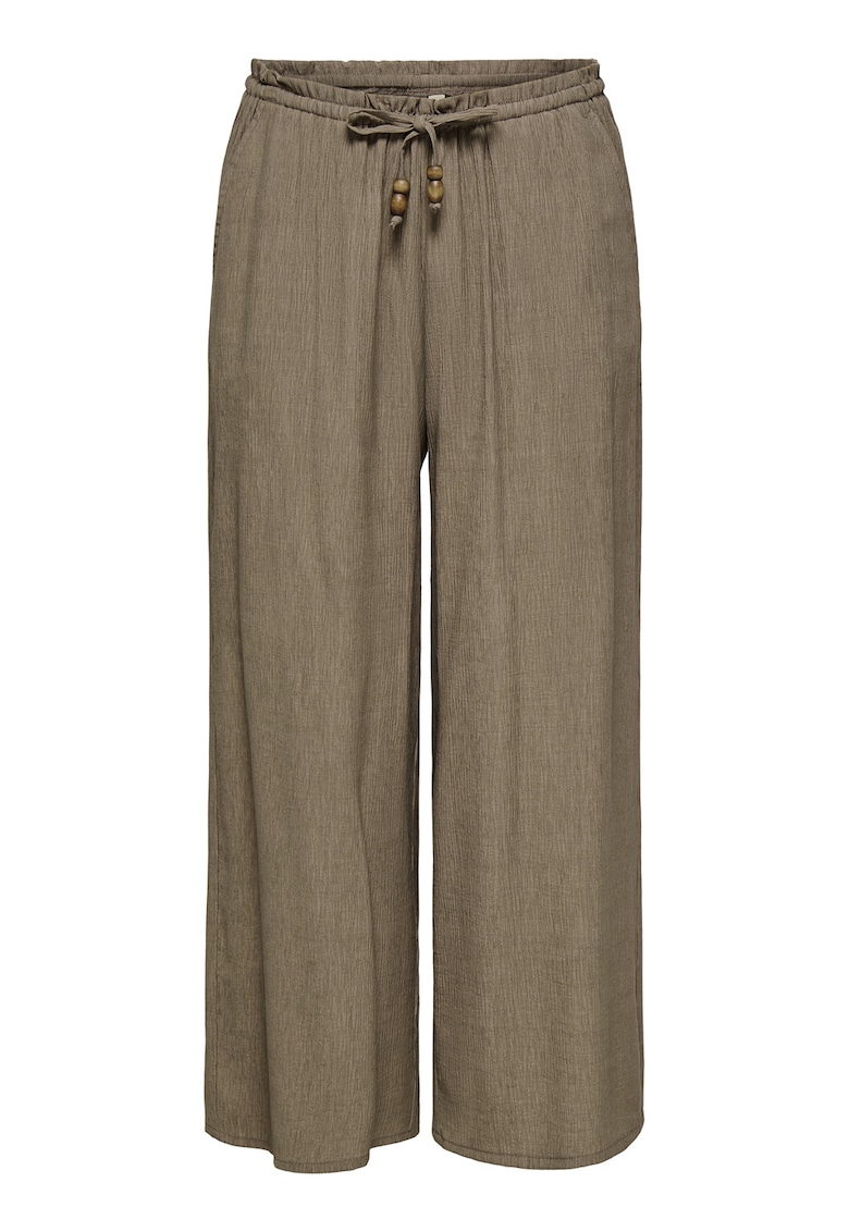 Pantaloni vaporosi cu croiala ampla si talie ajustabila - Maro taupe