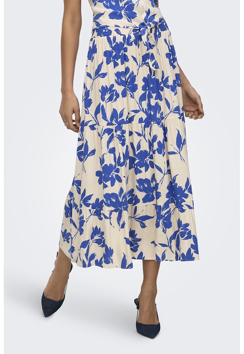 Fusta maxi cu model - Albastru royal/Bej deschis