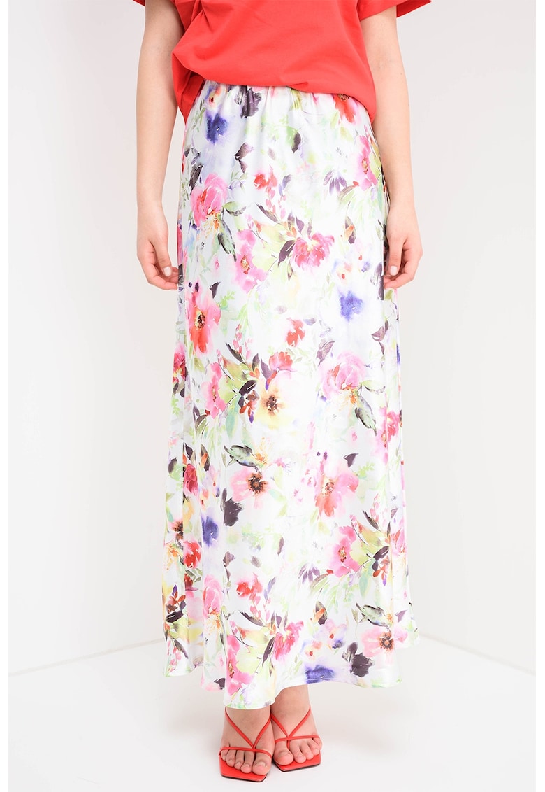 Fusta midi cu model floral - Multicolor