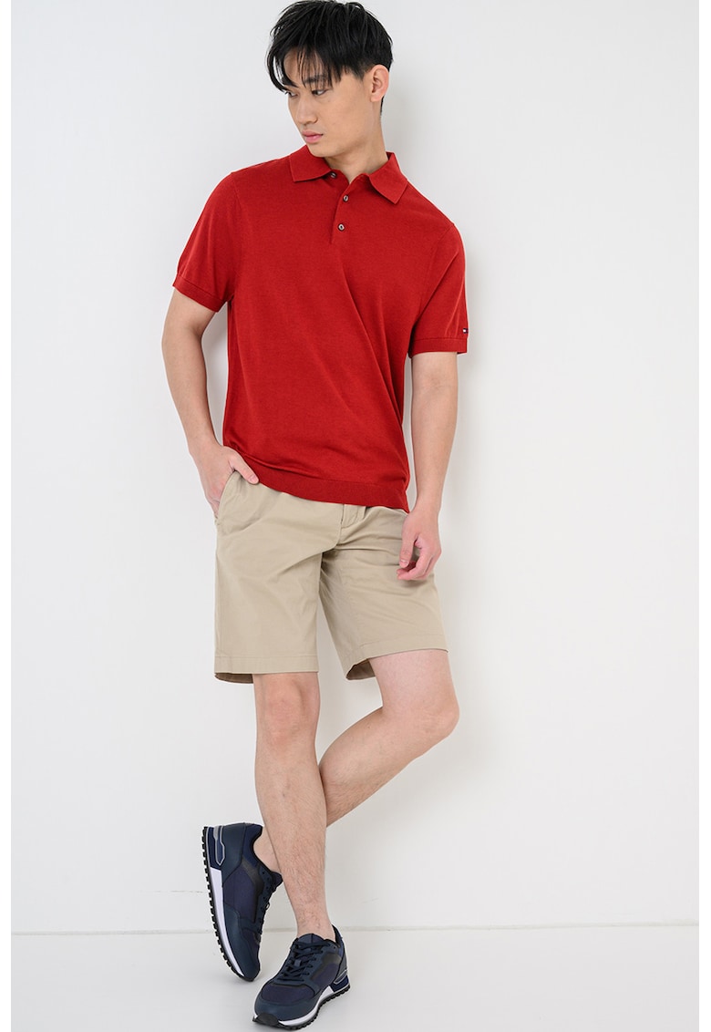 Tricou polo din amestec de bumbac organic si lyocell - Visiniu
