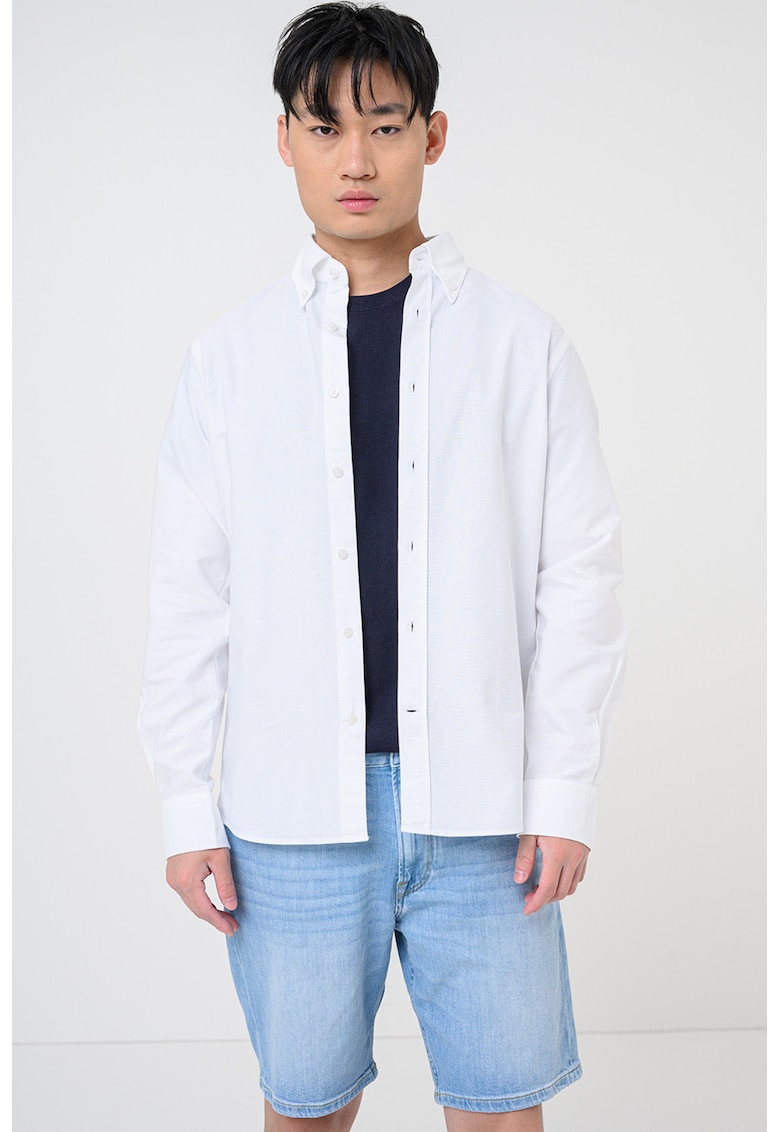 Camasa Oxford din bumbac - Alb optic