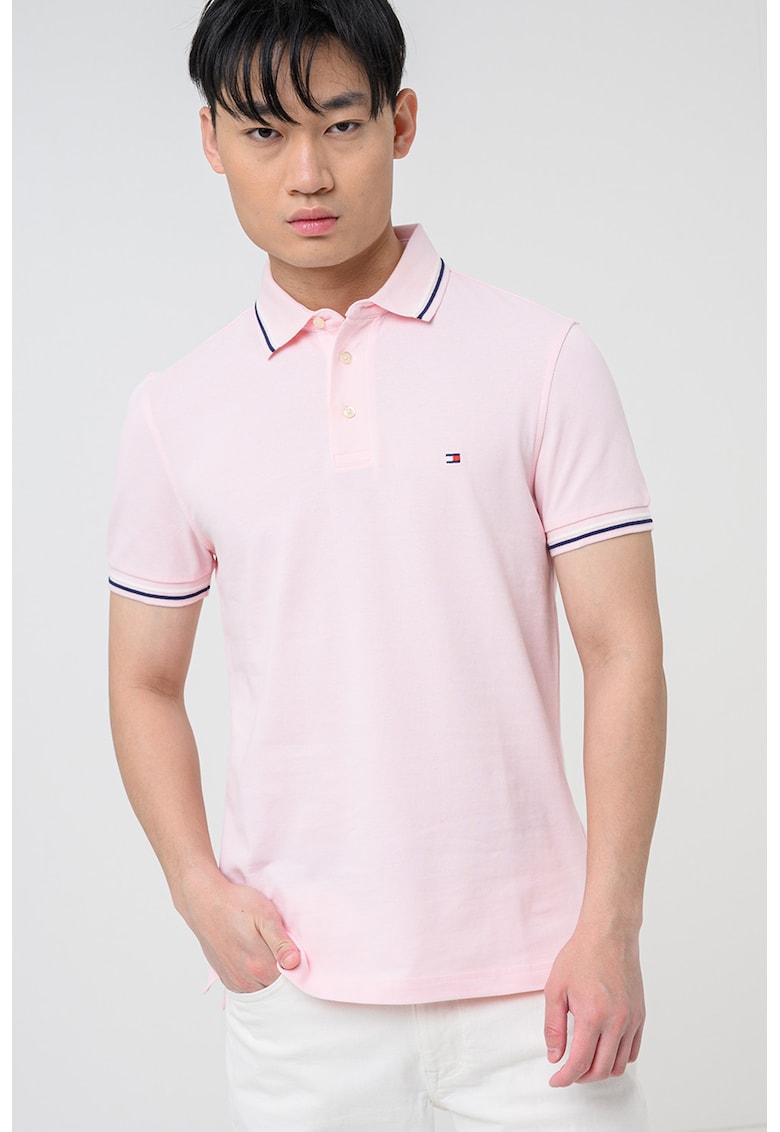 Tricou polo din amestec de bumbac organic - Roz pastel