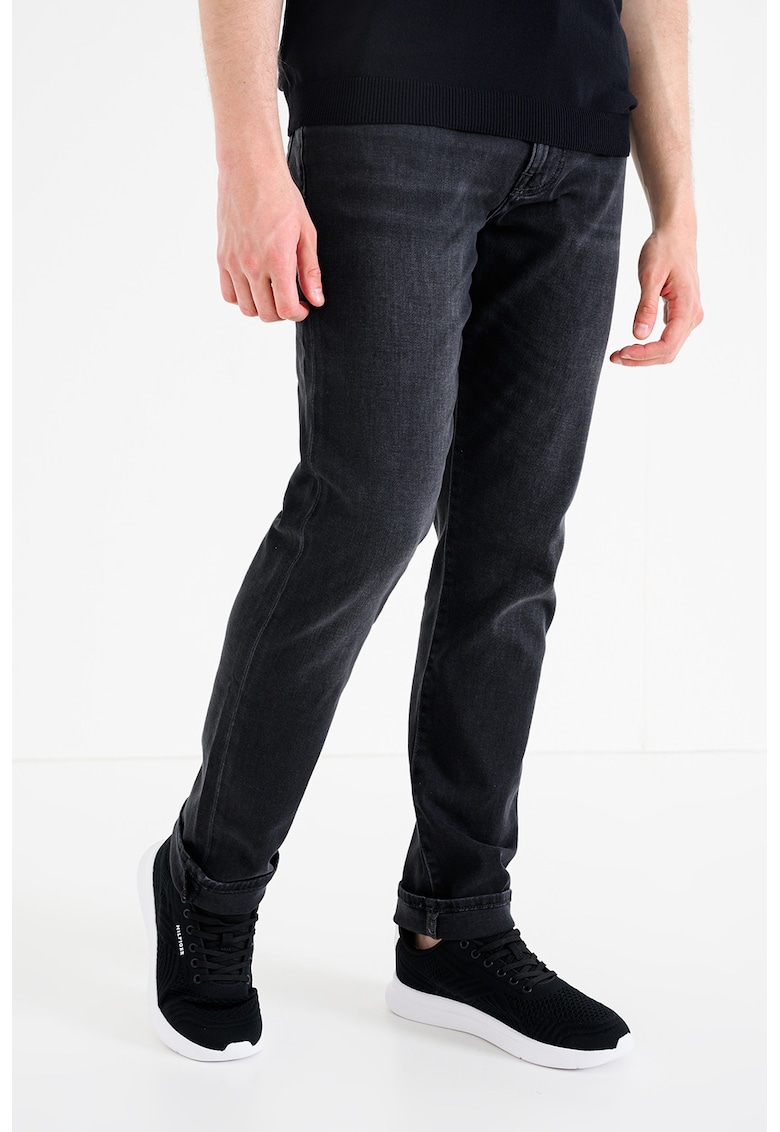 Blugi relaxed fit cu talie medie - Negru carbon