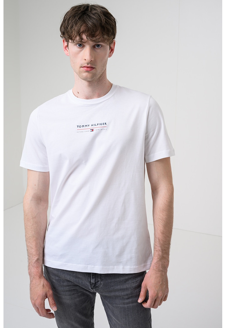 Tricou din bumbac cu logo - Alb