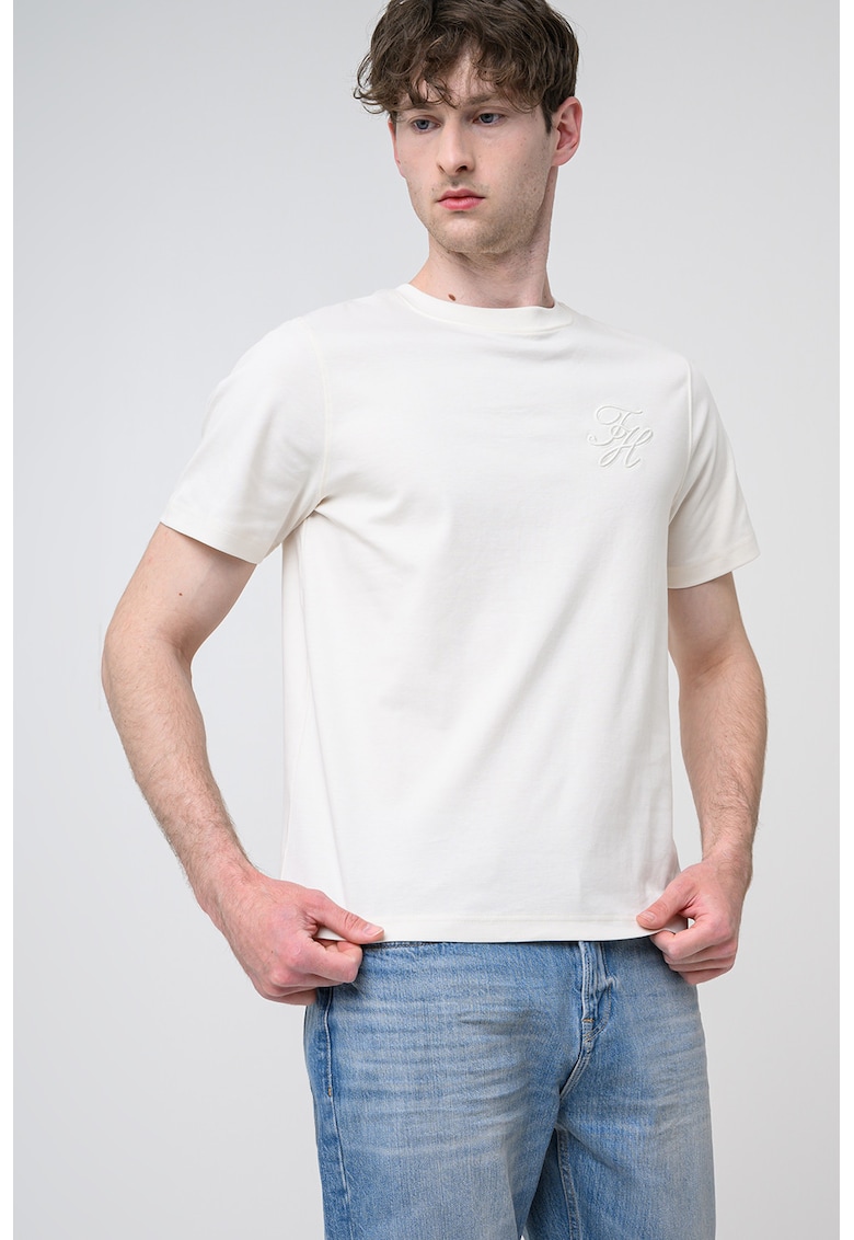 Tricou uni cu decolteu la baza gatului - Bej deschis
