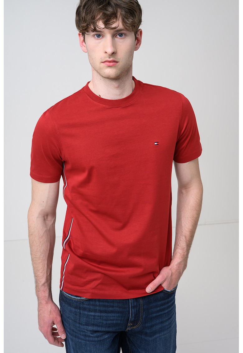 Tricou din bumbac cu logo brodat - Rosu inchis