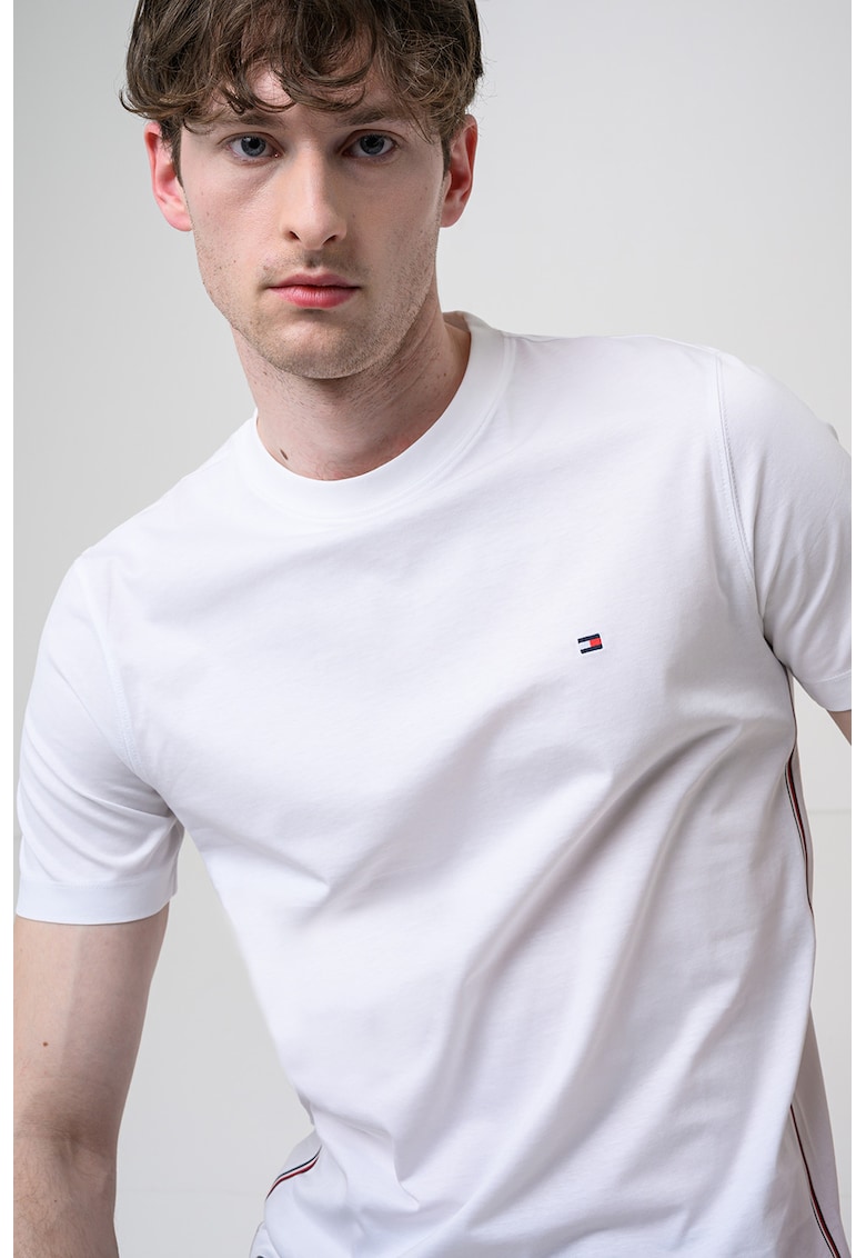 Tricou din bumbac cu logo brodat - Alb