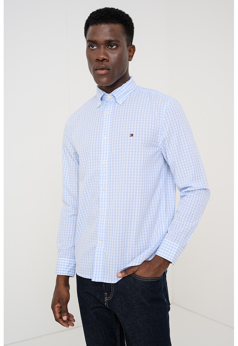 Camasa regular fit in carouri - Alb/Albastru deschis